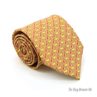 Dog Brown Necktie with Handkerchief Set - Ferrecci USA 