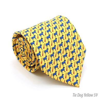 Dog Yellow Necktie with Handkerchief Set - Ferrecci USA 