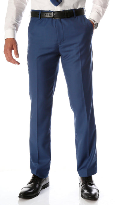 Ferrecci Men's Halo Indigo Slim Fit Flat-Front Dress Pants - Ferrecci USA 