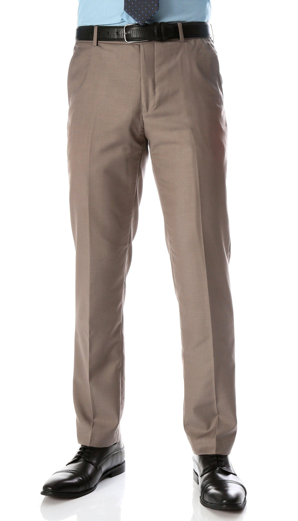 Ferrecci Men\'s Halo Pants Slim Flat-Front Fit Dress Taupe