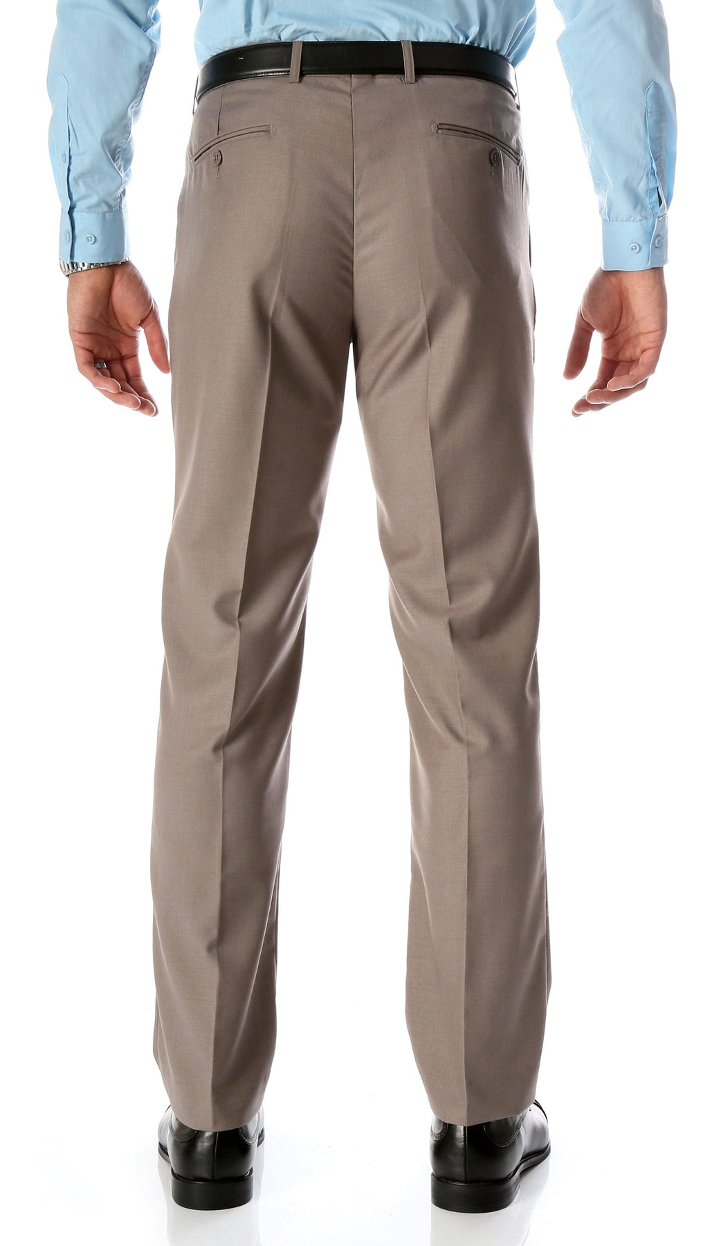 Ferrecci Men\'s Halo Taupe Slim Fit Flat-Front Dress Pants