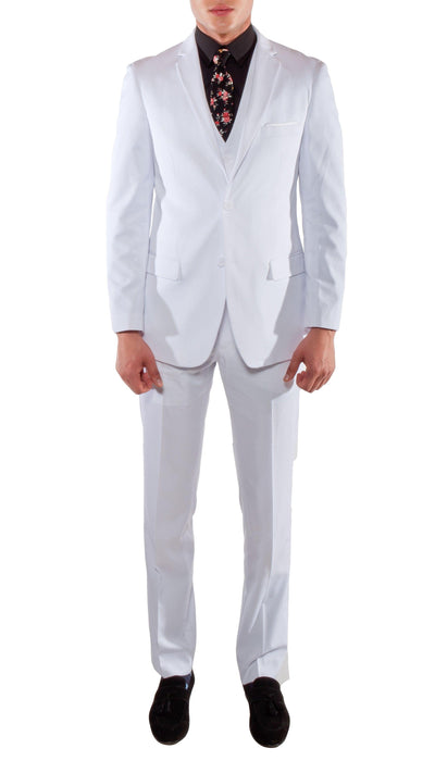 Ferrecci Men's Savannah White Slim Fit Two Button Notch Lapel Suit With Vest - Ferrecci USA 