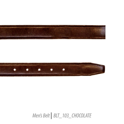 Ferrecci Mens 100% Genuine 103 Chocolate Leather Belt - One size Fits All - Ferrecci USA 
