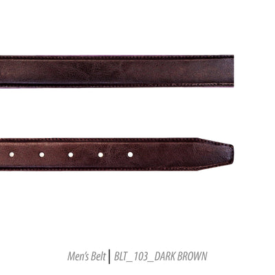 Ferrecci Mens 100% Genuine 103 Dark Brown Leather Belt - One size Fits All - Ferrecci USA 