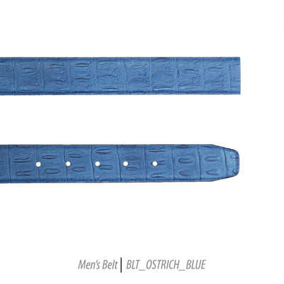Ferrecci Mens 100% Genuine Leather Blue Belt w/Ostrich Top - One size Fits All - Ferrecci USA 