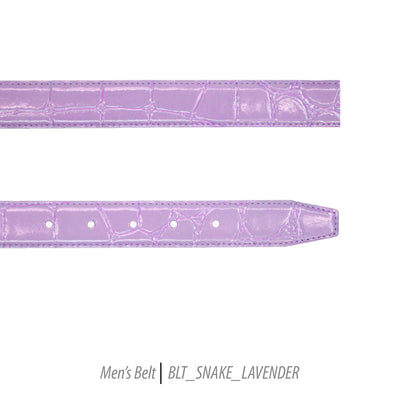Ferrecci Mens 100% Genuine Leather Lavender Belt w/Snake Top - One size Fits All - Ferrecci USA 