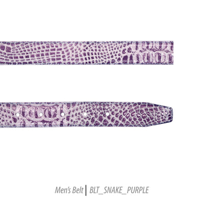 Ferrecci Mens 100% Genuine Leather Purple Belt w/Snake Top - One size Fits All - Ferrecci USA 