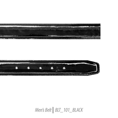 Ferrecci Mens 100% Genuine Shiny Black Leather Belt - One size Fits All - Ferrecci USA 