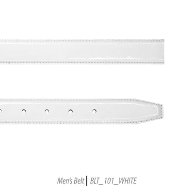 Ferrecci Mens 100% Genuine Shiny White Leather Belt - One size Fits All - Ferrecci USA 