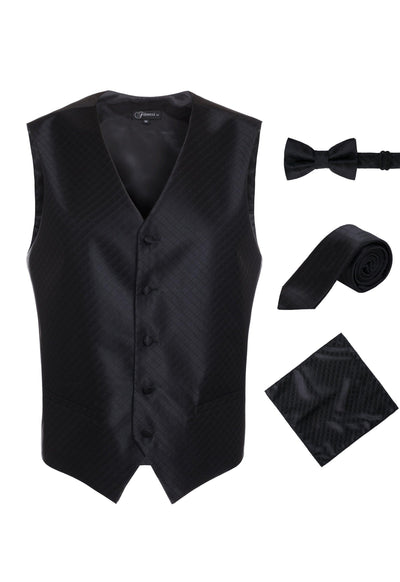 Ferrecci Mens 300-10 Black Diamond Vest Set - Ferrecci USA 