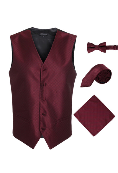Ferrecci Mens 300-7 Dark Red Diamond Vest Set - Ferrecci USA 