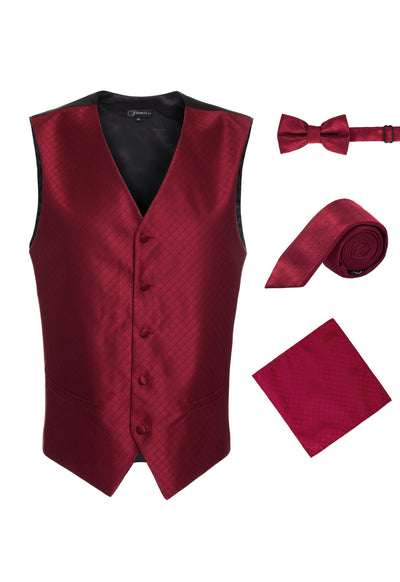 Ferrecci Mens 300-9 Wine Diamond Vest Set - Ferrecci USA 