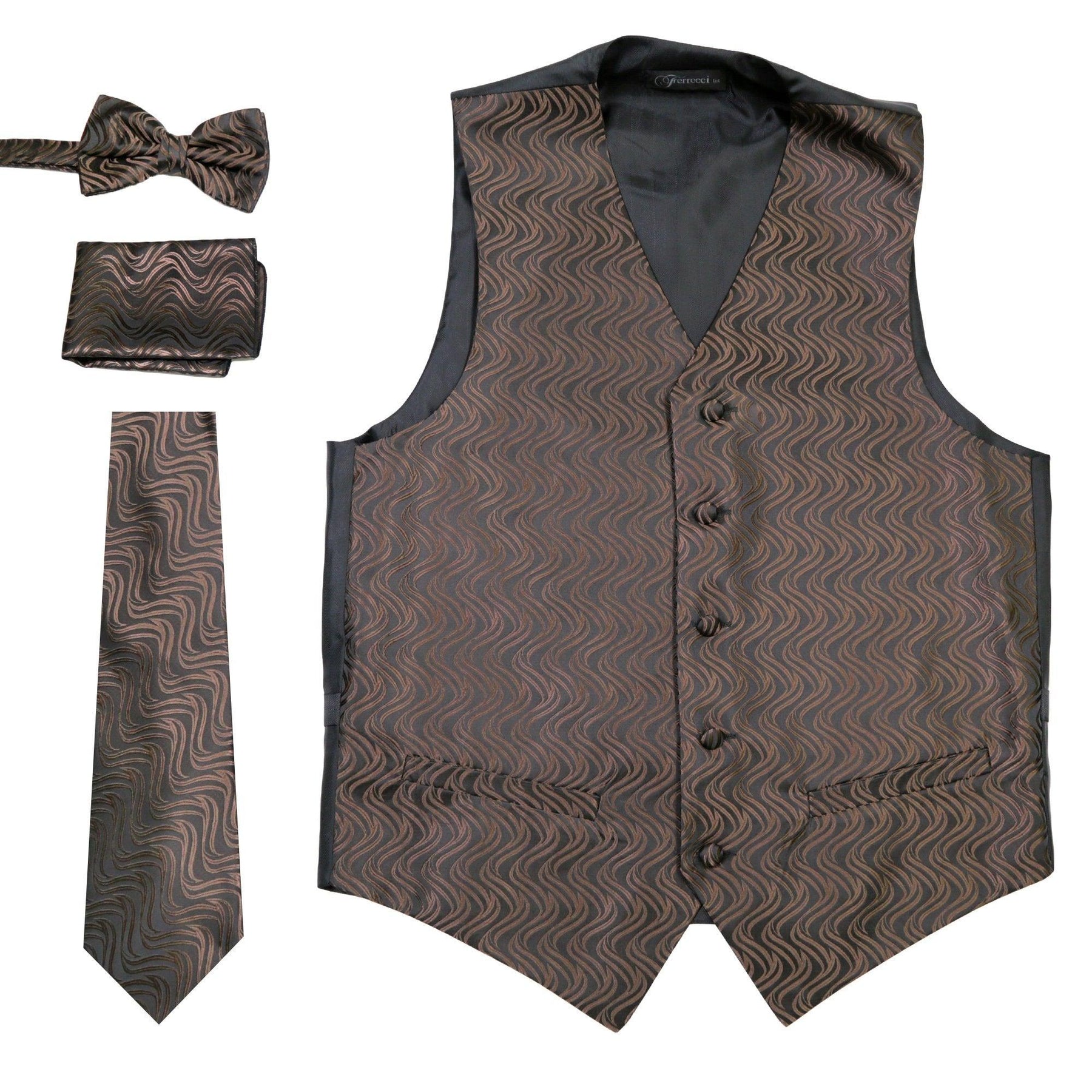 Ferrecci Mens PV150 - Black/Brown Vest Set