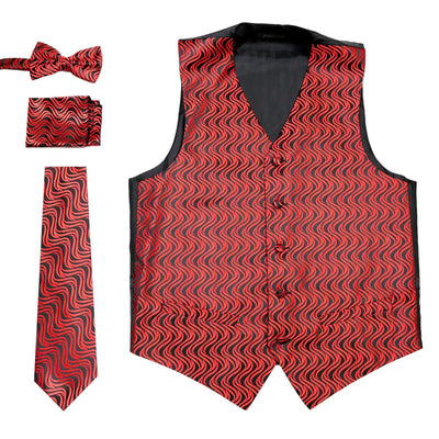 Ferrecci Mens PV150 - Black/Red Vest Set - Ferrecci USA 