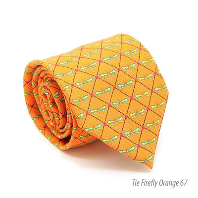 Firefly Orange Necktie with Handkerchief Set - Ferrecci USA 