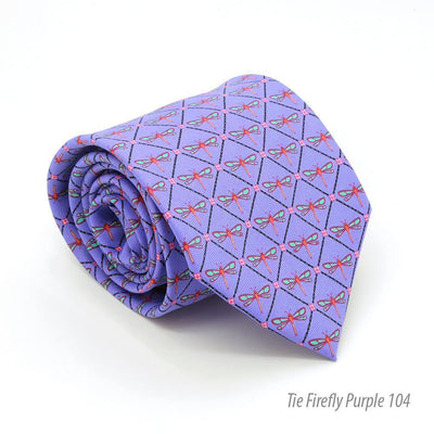 Firefly Purple Necktie with Handkerchief Set - Ferrecci USA 