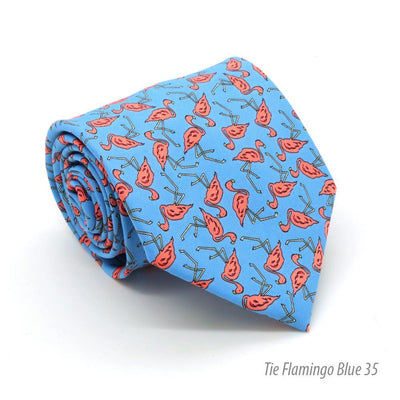 Flamingo Blue Necktie with Handkerchief Set - Ferrecci USA 