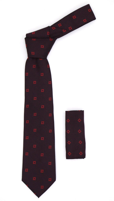 Geometric Black w. Red Outline Square with Hanky Set - Ferrecci USA 