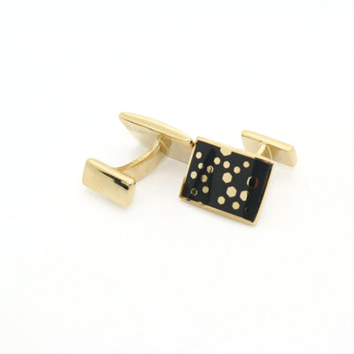 Goldtone Black Dot Design Cuff Links With Jewelry Box - Ferrecci USA 