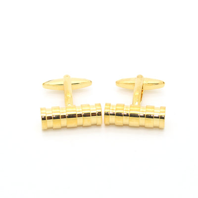 Goldtone Brass Ridgid Cylinder Cuff Links With Jewelry Box - Ferrecci USA 