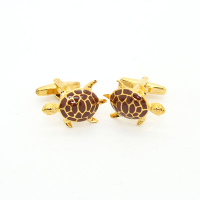 Goldtone Turtle Cuff Links With Jewelry Box - Ferrecci USA 