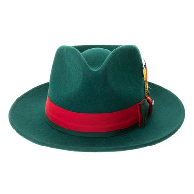 Grayson Fedora Crushable 100 % Australian Wool Traveler Two Tone Hunter Green And Red Bottom Hat - Ferrecci USA 
