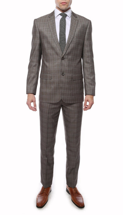 Hamilton Slim Fit Grey Check Suit - Ferrecci USA 