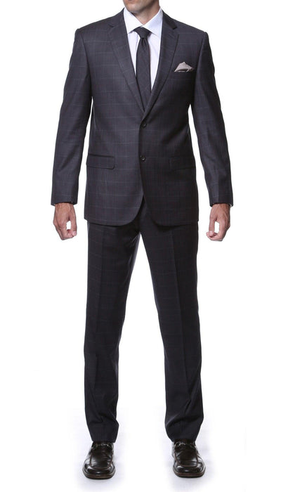 Lincoln Charcoal 2Piece Slim Fit Plaid Suit - Ferrecci USA 