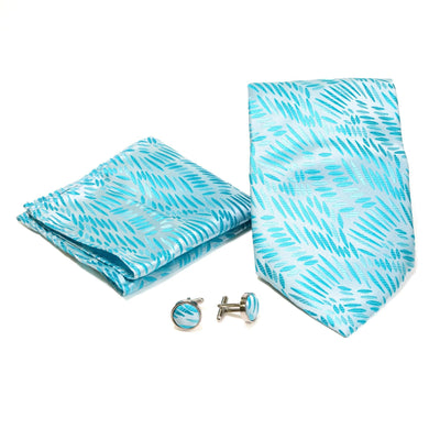 Men's Blue-Turquoise Organic Scattered Design 4-pc Necktie Box Set - Ferrecci USA 