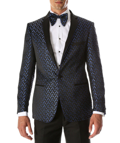 Men's Pronto Blue Star Modern Fit Notch Lapel Tuxedo Blazer - Ferrecci USA 