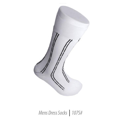 Men's Short Nylon Socks 107S - White/Black - Ferrecci USA 