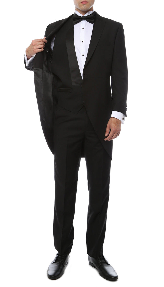 Mens Black Cutaway Regular Fit 2 Piece Tuxedo Suit