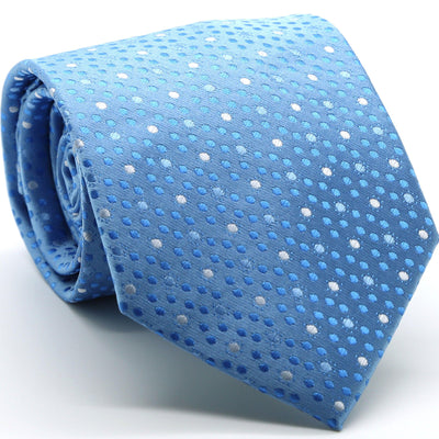 Mens Dads Classic Blue Dot Pattern Business Casual Necktie & Hanky Set M-5 - Ferrecci USA 