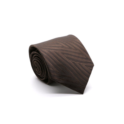 Mens Dads Classic Brown Geometric Pattern Business Casual Necktie & Hanky Set IO-2 - Ferrecci USA 