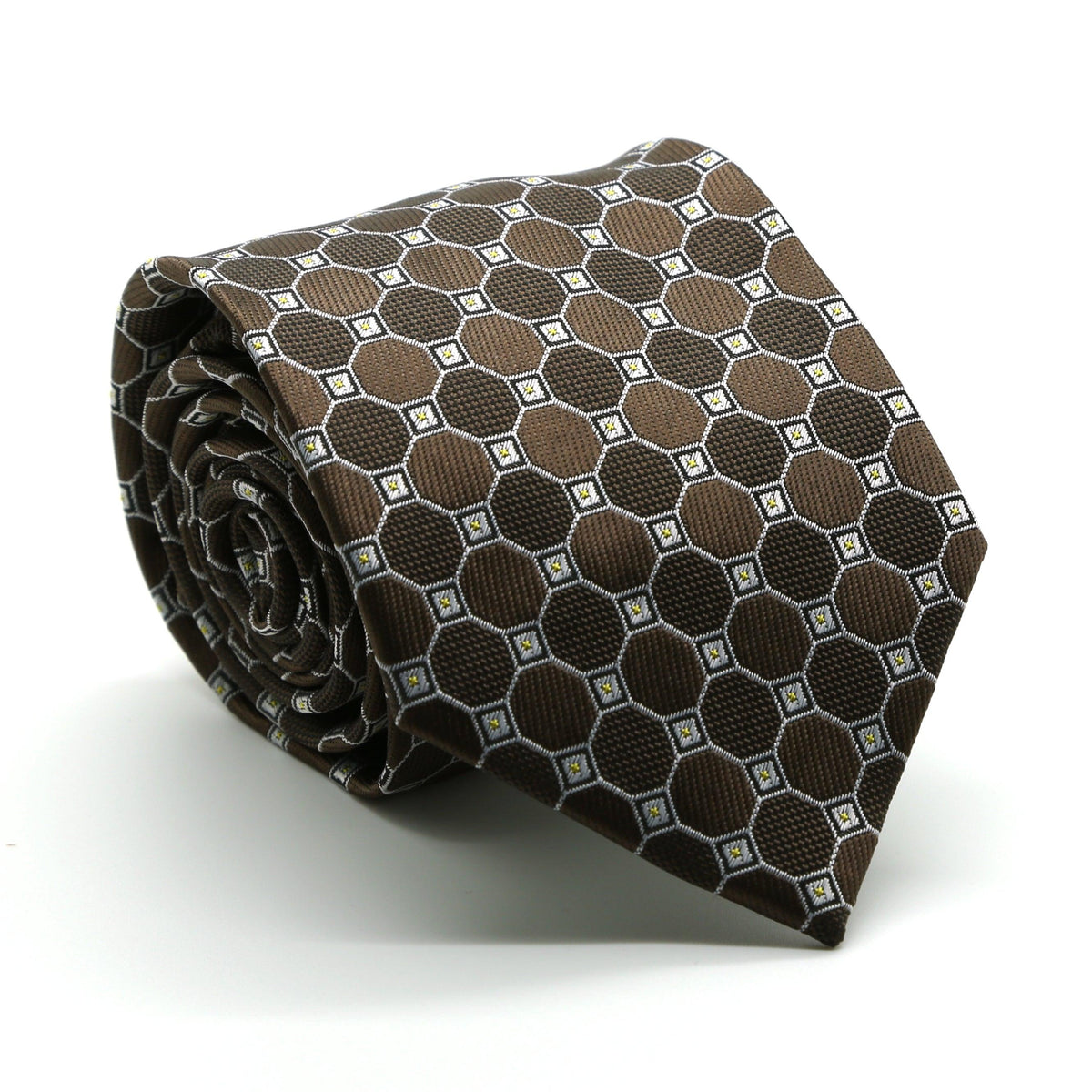 Mens Dads Classic Brown Geometric Pattern Business Casual Necktie ...