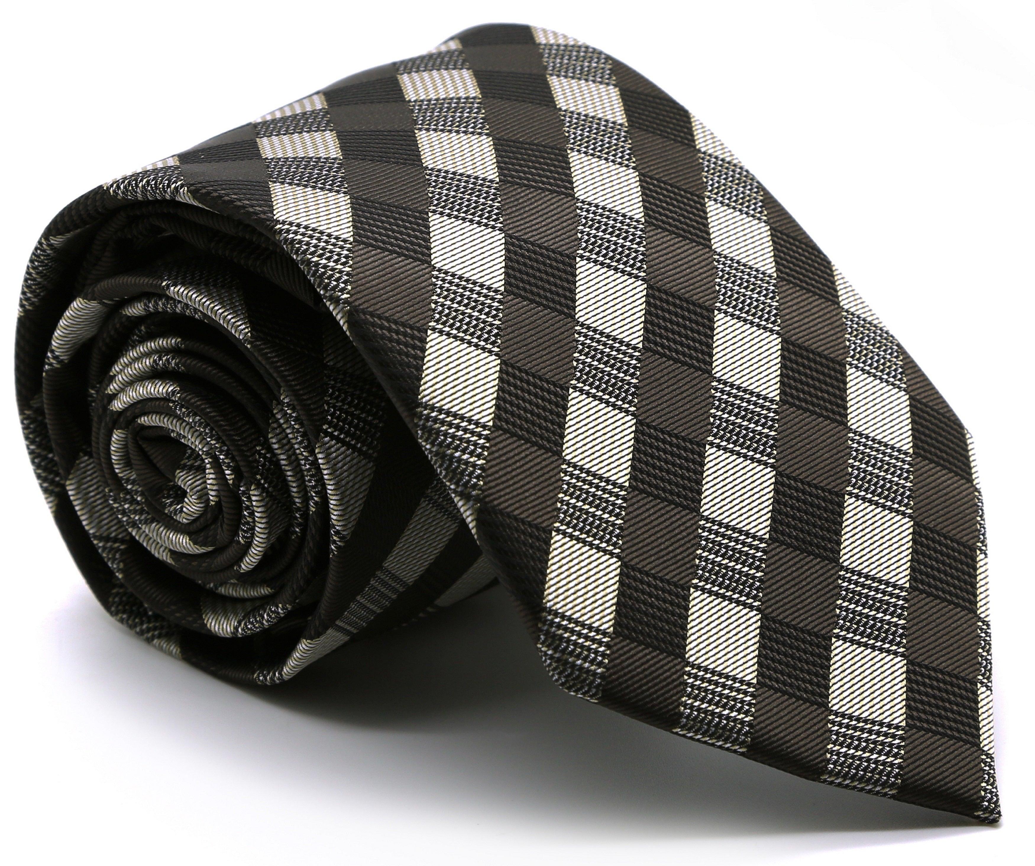 Mens Dads Classic Brown Stripe Pattern Business Casual Necktie & Hanky ...