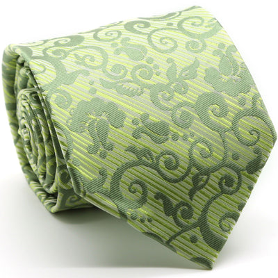 Mens Dads Classic Green Paisley Pattern Business Casual Necktie & Hanky Set FO-9 - Ferrecci USA 