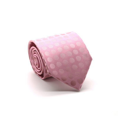 Mens Dads Classic Pink Circle Pattern Business Casual Necktie & Hanky Set PO-1 - Ferrecci USA 