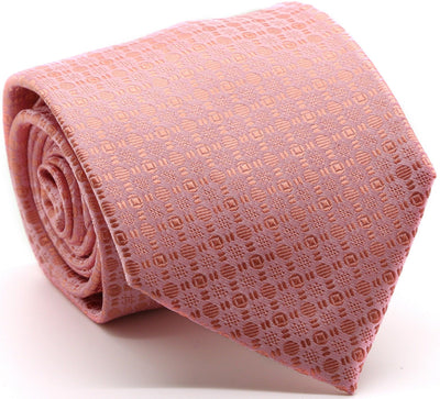 Mens Dads Classic Pink Geometric Pattern Business Casual Necktie & Hanky Set R-10 - Ferrecci USA 