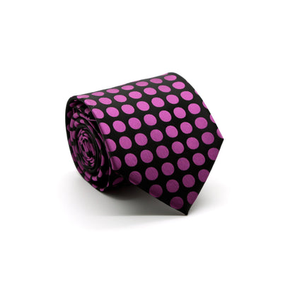 Mens Dads Classic Purple Circle Pattern Business Casual Necktie & Hanky Set PO-4 - Ferrecci USA 
