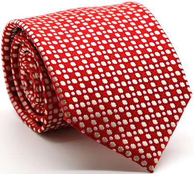 Mens Dads Classic Red Geometric Pattern Business Casual Necktie & Hanky Set P-4 - Ferrecci USA 