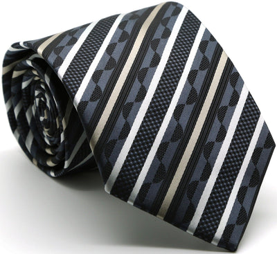 Mens Dads Classic Striped Pattern Business Casual Necktie & Hanky Set X