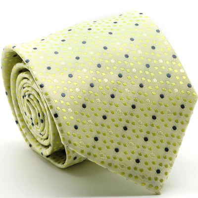 Mens Dads Classic Yellow Dot Pattern Business Casual Necktie & Hanky Set M-1 - Ferrecci USA 