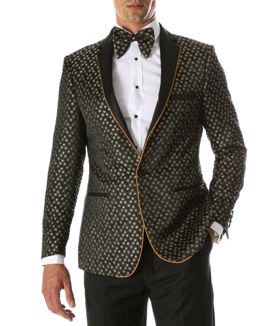 Mens Pronto Gold Star Modern Fit Tuxedo Blazer - Ferrecci USA 