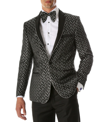 Mens Pronto Silver Star Modern Fit Tuxedo Blazer - Ferrecci USA 