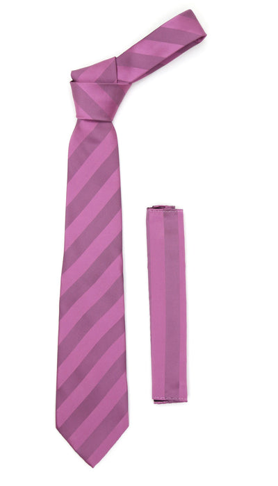 Microfiber Lavender Striped Tie and Hankie Set - Ferrecci USA 