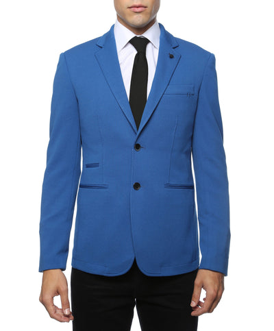 Modena Royal Blue Knit Slim Fit Blazer - Ferrecci USA 