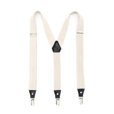 Off-White Clip-On Unisex Suspenders - Ferrecci USA 