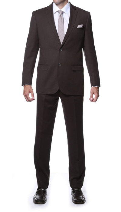 Parker 2 Piece Slim Fit Brown Striped Tone on Tone Wool Suit - Ferrecci USA 