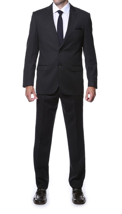 Parker Slim Fit Black Striped Tone on Tone Wool Suit - Ferrecci USA 